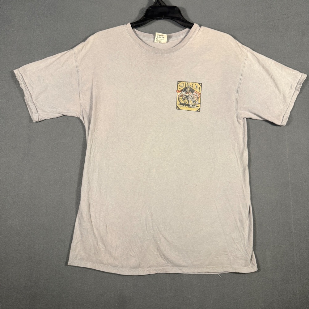 Comfort Colors T-Shirt Mens L Gray Shiloh Civil War Cannon Graphic Tee Cotton